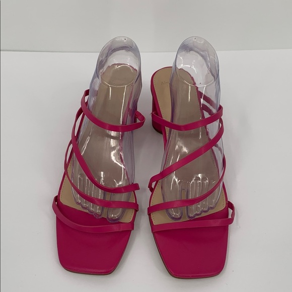 Abercrombie & Fitch strappy slide sandal shoe pink fuschia heel square toe 12 - Picture 3 of 7